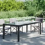 Gartentisch Schwarz 190x90x75 Cm Geh&auml;rtetes Glas Poly Rattan - Vidaxl