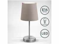 LED Tischleuchte Stoff Dekolampe Nachttisch-Leuchte Wohnzimmerlampen E14 taupe - 40