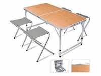 Redcliffs - Campingset. Tisch und 4 klappbare Aluminiumstühle