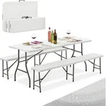 Bierzeltgarnitur Bayreuth 3-teilig & Klappbar &ndash; 180 X 70 X 74 Cm &ndash;2 Bierb&auml;nke &