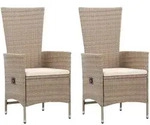 Vidaxl - Gartenst&uuml;hle 2 Stk. Mit Auflagen Poly Rattan Beige