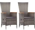 Gartenst&uuml;hle 2 Stk. Mit Auflagen Poly Rattan Grau - Vidaxl