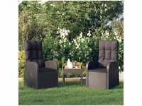 Garten-Liegestühle 2 Stk. mit Auflagen Poly Rattan Schwarz vidaXL767253