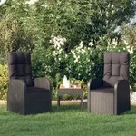 Vidaxl - Garten-liegest&uuml;hle 2 Stk. Mit Auflagen Poly Rattan Schwarz