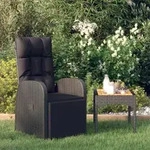 Garten-liegestuhl Mit Auflage Poly Rattan Schwarz - Vidaxl