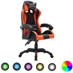 Vidaxl - Gaming-stuhl Mit Rgb Led-leuchten Orange Und Schwarz Kunstleder