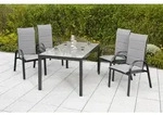 Marini Set 5tlg 4 Sessel Tisch 150x90cm Alu/textil