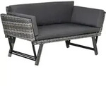 Outsunny - Polyrattan Gartensofa 2 Sitzer Gartenm&ouml;bel Loungesofa Gartenbank