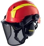 Uvex - Schutzhelm Pheos Forestry 9774 Kurzer Schirm Drehrad Rot