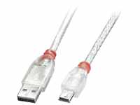 Lindy - 41783 - usb Kabel (2 m, usb a, Mini-USB b, 2.0, 480 Mbit/s, Clear)