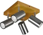 Trio Lighting - Trio Leuchten 4er Spot Marley Gu10, Nickel Matt, Holzfarbig