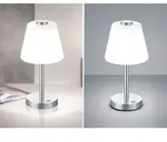 Led Touch Me Tischleuchte Emerald Silber Matt, Glaslampenschirm Wei&szlig;, H: 29cm