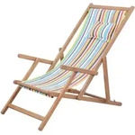 Vidaxl Folding Chair Fabric And Wooden Frame Multicolour