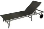 Rollenliege Ostia, Aluminium Silber + Textilgewebe Schwarz, 200cm