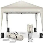Pavillon 3x3m Beige Wasserdicht Pop-up Faltpavillon H&ouml;henverstellbar Gartenzelt Uv
