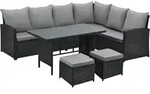 Monroe Garten-lounge Set Polyrattan Lounge-m&ouml;bel Sitzgruppe Schwarz - Svita