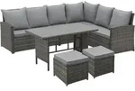 Monroe Garten-lounge Set Polyrattan Lounge-m&ouml;bel Sitzgruppe Grau - Svita