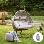 Polyrattan H&auml;ngesessel Mit Regenabdeckung Twin Farbe: Grau, Ausstattung: Mit