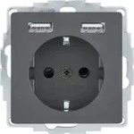 Berker Steckdose Schuko/usb, Q.x, Anthr. Samt 48036086