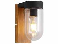 Lampe Cabar Außenwandleuchte holz dunkel/schwarz 1x A60, E27, 40W, geeignet für