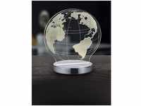 Led Tischleuchte globe 3D Optik Chrom Lichtfarbe einstellbar, Höhe 20cm