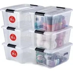 Aufbewahrungsboxen Mit Deckel, 15l, 6er-set, Transparent, Sicherer Verschluss,