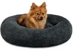 Hundebett Aus Pl&uuml;sch In Donut-form, 60 Cm Durchmesser, Dunkelgrau - Lionto