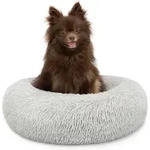 Lionto - Hundebett Rund Hundekissen Hundesofa Donut 40cm Durchmesser, Hellgrau