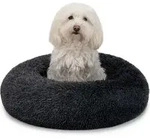 Hundebett Aus Pl&uuml;sch In Donut-form, 50 Cm Durchmesser, Dunkelgrau - Lionto