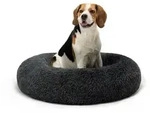 Lionto - Hundebett Aus Pl&uuml;sch In Donut-form, 80 Cm Durchmesser, Dunkelgrau