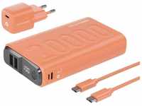 Realpower - PB-20000 Power Pack Powerbank 20000 mAh Li-Ion usb, usb-c® Orange