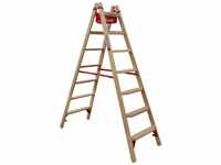 Holz Stufenstehleiter mit Comfort-Stufen mit Werkzeugablage 2x7 Stufen -...