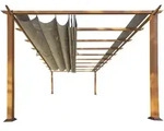 Almuiminium Pergola 'florenz' Pavillon Mit Ausziehbarem Sonnensegel, Holzoptik, 350 X