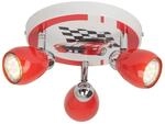 Lampe Racing Led Spotrondell 3flg Rot/wei&szlig;-schwarz 3x Led-par51, Gu10, 3w