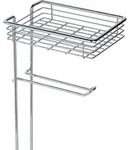 Toilettenpapierhalter Stehend Mit Ablage Und Ersatzrollenhalter, Chrom, Silber