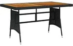 Gartentisch Schwarz 130x70x72cm Poly Rattan & Massivholz Akazie - Vidaxl