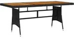 Gartentisch Schwarz 160x70x72cm Poly Rattan & Massivholz Akazie - Vidaxl