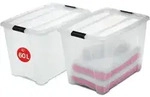 Aufbewahrungsboxen Mit Deckel, 60l, 2er-set, Transparent, Sicherer Verschluss,