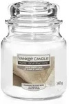 Yankee Candle Duftkerze Mittleres Glas White Linen & Lace 340 G, Wei&szlig; Kerze Duft