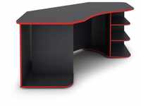 Schreibtisch thanatos / Gaming-Tisch in Anthrazit mit Kanten in Rot /