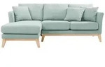 Miliboo - Skandinavisches Ecksofa Links Oslo Aus Lagunengr&uuml;nem, Abziehbarem Stoff