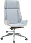 Design-b&uuml;rosessel Helles Holz Und Pu Grau Curved