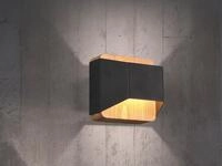 Led Holz Wandlampe Arino Up And Down Mit Stufen Dimmer Schwarz, H&ouml;he 12cm