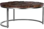 Couchtisch Surabaya &Oslash; 70x35 Cm, Rund, Unikat, Handgefertigt, Massivholz,