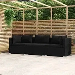 3-sitzer-sofa Mit Kissen Schwarz Poly Rattan - Vidaxl