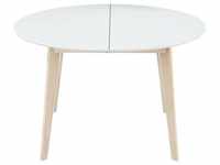 Design-Esstisch rund ausziehbar Weiß und Holz L120-150 leena - Weiß