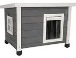Kerbl - Katzenhaus Rustica Katzenh&uuml;tte Holz Wei&curren;/grau Plexiglasfenster...