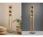 Trio - Stehleuchte Bell 3-flammig Silber Antik Mit Holz Im Industrial Style,