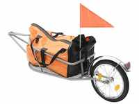 Gepäck-Fahrradanhänger mit Tasche Orange und Schwarz vidaXL900286