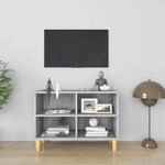 Vidaxl - Tv-schrank Mit Massivholz-beinen Grau Sonoma 69,5x30x50 Cm